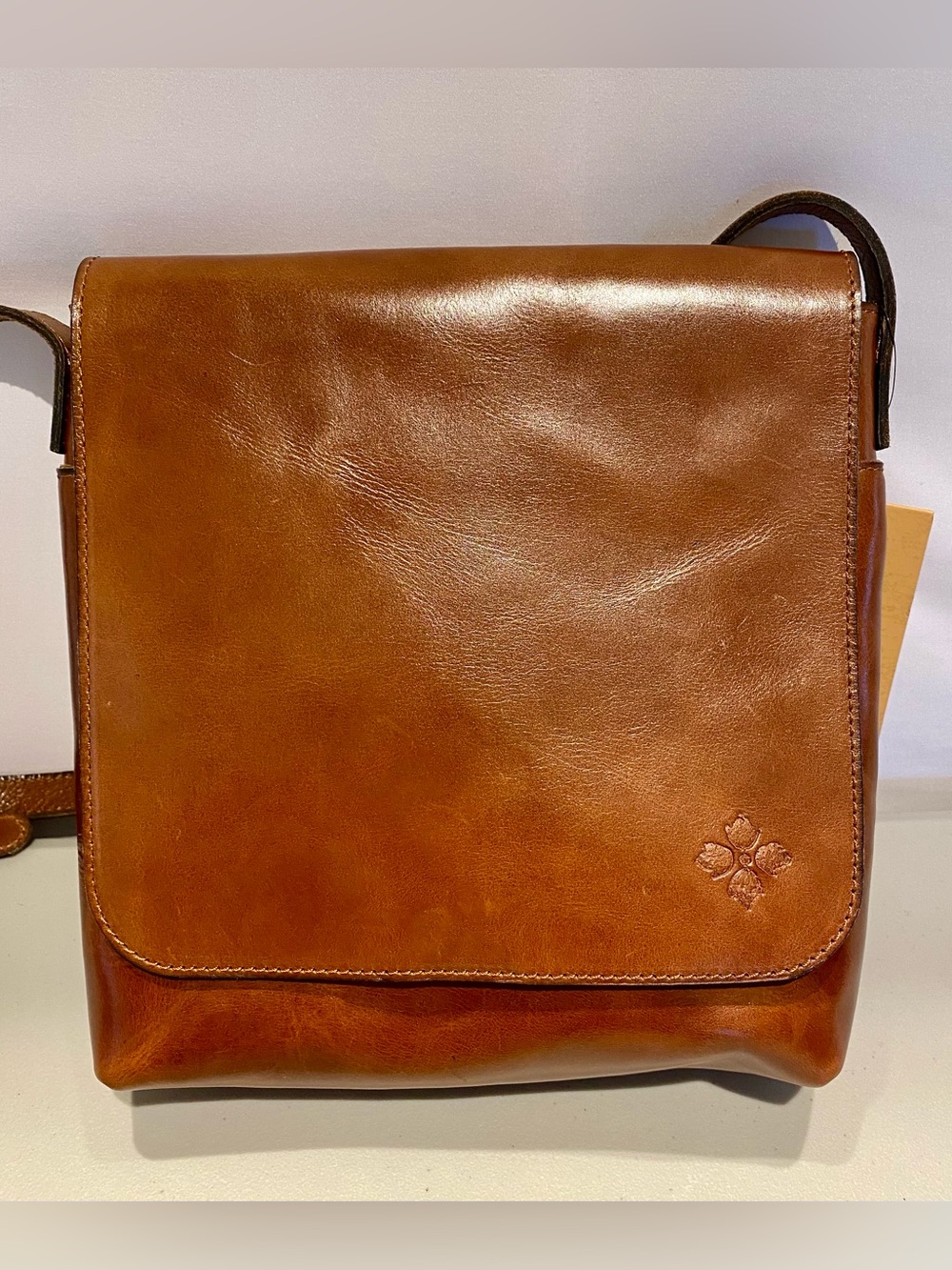 Patricia Nash Norwich Crossbody in Cognac Leather, Distressed Vintage, NWT